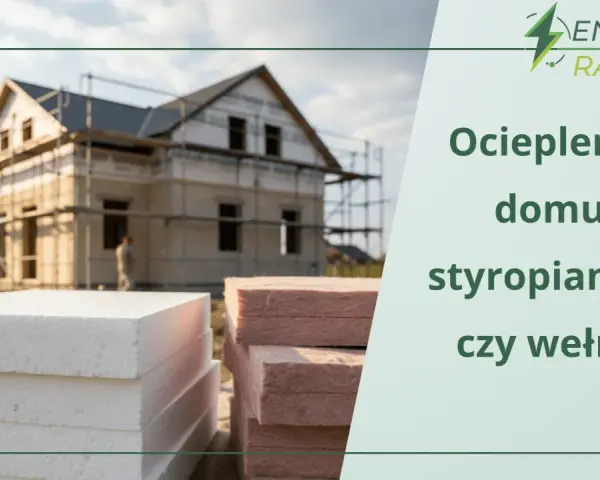 Budowa domu w trakcie, stosy styropianu i wełny. Dowiedz się, ile kosztuje ocieplenie domu, porównując materiały.