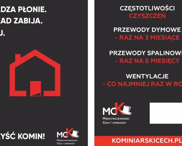 Przegląd kominiarski: sadza płonie, czad zabija. Dbaj o czystość przewodów dymowych, spalinowych i wentylacji. Żyj bezpiecznie!
