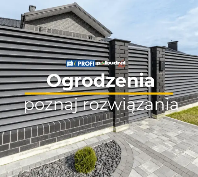 Nowoczesne ogrodzenie domu jednorodzinnego z ciemnoszarych paneli i ceglanych słupków. Poznaj rozwiązania dla Twojego ogrodu.